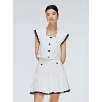 ราคา ASV (SS24) เสื้อผู้หญิง ทรงครอป คอเหลี่ยม แต่งลูกไม้ กระดุมทอง สีขาว L (MKP1687325)