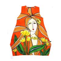 ราคา YODYOKO เดรสผู้หญิงสีส้ม ลายผู้หญิงกับดอกไม้สีเหลือง Free Size (MKP1660964)
