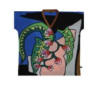 ราคา YODYOKO เสื้อตัวหลวมผู้หญิง - สีน้ำเงิน : ลายเถาดอกไม้กับฟิโลเดนดรอน Free Size (MKP1724949)