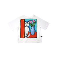 ราคา YODYOKO เสื้อผู้หญิง - สีขาว : ลายแมวน้อยน่ารักและกระถางดอกไม้สีม่วง Free Size (MKP1668814)