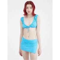 ราคา KLOSET (KK23)ชุดว่ายน้ำ เสื้อผูกหน้า-กระโปรง สีฟ้า M (MKP1479818)