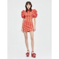 ราคา KLOSET (CNY23)เดรสแขนตุ๊กตา กระโปรงทรงเอ สีแดง M (MKP1431534)