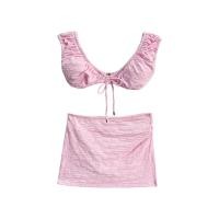 ราคา KLOSET (KK23)ชุดว่ายน้ำ เสื้อผูกหน้า-กระโปรง สีชมพู L (MKP1479819)