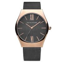 ราคา VA VA VOOM นาฬิกาข้อมือผู้ชายสายหนังสปอร์ต Multiple Time พร้อมวันที่แสดง รุ่น VA213-BK/RG (MKP1373134)