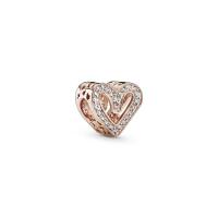 ราคา PANDORA ชาร์ม Heart Pandora Rose charm with clear cubic zirconia สีโรส (MKP0595012)