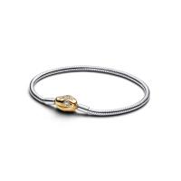 ราคา PANDORA สร้อยข้อมือ Snake chain sterling silver and 14k gold-plated bracelet สีทอง 18cm (MKP1882540)