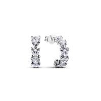 ราคา PANDORA ต่างหู Hearts sterling silver hoop earrings (MKP1879383)