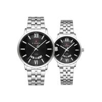 ราคา NAVIFORCE นาฬิกาข้อมือคู่ ผู้หญิง ผู้ชาย NF9238 (LC+GC) สายสแตนเลส 35&28 mm สีเงิน หน้าปัดดำ (MKP1882436)