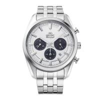 ราคา ORIENT นาฬิกาข้อมือ Orient Sports Chronograph Solor-Powered สายโลหะ รุ่น RA-TX0305S สีขาว (MKP1818859)