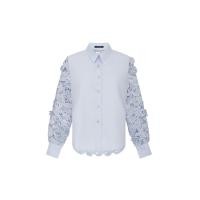 ราคา ASAVA ( AW24 )เสื้อเชิ้ตผู้หญิง แขนยาว กระดุมหน้า ผ้าลูกไม้ตาไก่ 3 มิติ สีฟ้า S (MKP1890250)