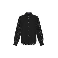 ราคา ASAVA ( AW24 )เสื้อเชิ้ตผู้หญิง แขนยาว กระดุมหน้า ผ้าลูกไม้ตาไก่ 3 มิติ สีดำ S (MKP1890240)