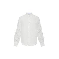 ราคา ASAVA ( AW24 )เสื้อเชิ้ตผู้หญิง แขนยาว กระดุมหน้า ผ้าลูกไม้ตาไก่ 3 มิติ สีขาว S (MKP1890268)