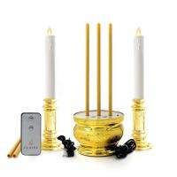 ราคา Claire Candle ชุดธูปเทียนไฟฟ้า LED ธูปไฟฟ้า 30 ซม. แบบชาร์จ พร้อม SD Card มีบทสวดมนต์ พร้อมเทียนไฟฟ้า 30 ซม. สองระบบ แบบใส่ถ่าน หรือสายUSB 30ซม. สีขาวฐานทอง รีโมท (MKP0948292)