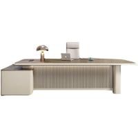 ราคา Shira Furniture (พรีออเดอร์ 30 วัน) โต๊ะทำงานผู้บริหารสุดหรูหรา Upgrade version มาพร้อมปลั๊กไฟ และไฟ LED ขนาด กว้าง 240 ซม - สีครีมอ่อน (MKP1226914)