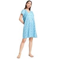 ราคา CLAUDIA'S ROMANCE ชุดนอนกระโปรงผู้หญิง แขนสั้นคอวี พิมพ์ลายดอกไม้ สีฟ้า S (CDS18421217)