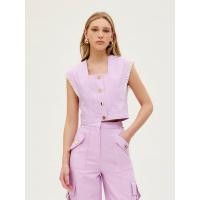 ราคา ASV ( SS24 )เสื้อครอปผู้หญิง คอเหลี่ยม แต่งลูกไม้ ดีเทลเย็บด้ายต่างสี สีชมพู M (MKP1741424)