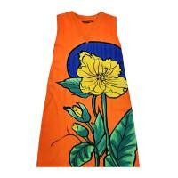 ราคา YODYOKO เดรสผู้หญิงแขนกุด - สีส้ม : ลายดอกคอสมอสสีเหลืองบนวงกลมสีน้ำเงิน S (MKP1899919)