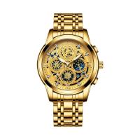 ราคา BINBOND นาฬิกาข้อมือผู้ชาย แบรนด์ชั้นนำ หรูหรา ควอตซ์-นาฬิกา B4041 Gold (MKP1628799)