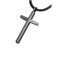 ราคา 555jewelry สร้อยคอ Unisex สแตนเลสสตีลแท้ ดีไซน์ไม้กางเขน สีดำ Free Size (MKP1723294)