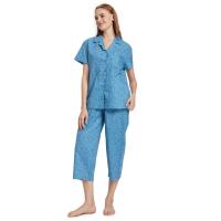 ราคา CLAUDIA'S ROMANCE ชุดนอนผู้หญิง เสื้อเชิ้ตแขนสั้น คอปก + กางเกงขา 5 ส่วน พิมพ์ลาย สีกรมท่า L (CDS18821970)