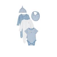 ราคา MARKS & SPENCER KIDS ชุดเซ็ตเด็กเล็กยูนิเซ็กส์ Starter Set Cotton Rich Striped 5 ชิ้น สี Blue Mix 0-3 Month (CDS19527161)
