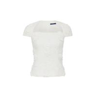 ราคา ASAVA (AW24) เสื้อเบลาส์ผู้หญิง แขนสั้น คอสี่เหลี่ยมคางหมู ผ้าลูกไม้ตาไก่ 3 มิติ สีขาว M (MKP1925016)