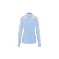 ราคา ASAVA (SS25) เสื้อเชิ้ตผู้หญิง แขนยาว ผ้าเดนิมตัดต่อลูกไม้ สีฟ้าอ่อน S (GRMKPPR000164430)