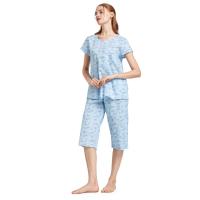 ราคา CLAUDIA'S ROMANCE ชุดนอนผู้หญิง เสื้อยืดแขนสั้น คอกลม + กางเกงขา 4 ส่วน พิมพ์ลาย สีน้ำเงิน M (CDS20326692)