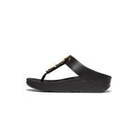 ราคา FitFlop™ รองเท้าแตะแบบหูหนีบผู้หญิง FINO RESIN-HOOP LEATHER สี BLACK 7 UK (MKP1921945)