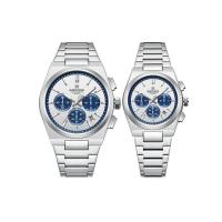 ราคา Naviforce นาฬิกาข้อมือคู่ ผู้หญิง ผู้ชาย NF8048 สายสแตนเลสสีเงิน หน้าปัดดำ ระบบอนาล็อก (MKP1782828)