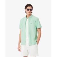 ราคา LACOSTE เสื้อเชิ้ตแขนสั้นผู้ชายลาคอสท์ พิมพ์ลายตาราง ทรงพอดีตัว สีขาว 39 (MKP1937318)
