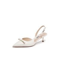 ราคา STACCATO รองเท้าส้นสูงผู้หญิง เปิดส้นเท้า ทีสายคาด ประดับคริสตัล สีเงิน 35 EU (CDS21517372)