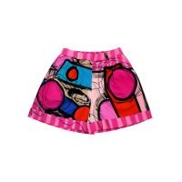 ราคา YODYOKO กางเกงขาสั้นผู้หญิงมีซิป - สีชมพู : ลายวงกลมสีชมพูและสีแดงนามธรรมบนบล็อกสี่เหลี่ยม Free Size (MKP1947814)