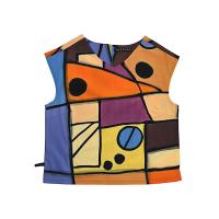 ราคา YODYOKO เสื้อผู้หญิงแขนกุด - สีส้ม : ลายแอปสแตรครูปทรงเลขาคณิตกับจุดสีดำ Free Size (MKP1947836)