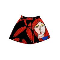 ราคา YODYOKO กางเกงขาสั้นผู้หญิงมีซิป - สีดำ : ลายผู้หญิงที่สง่างามกับผมสีแดง Free Size (MKP1947818)