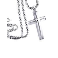 ราคา 555jewelry สร้อยคอ Unisex สแตนเลสสตีล ดีไซน์ ไม้กางเขน สีเงิน 60cm (MKP1707724)