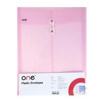 ราคา ONE แฟ้มซองพลาสติกผูกเชือก A4 ONE สีชมพูใส (MKP1634802)