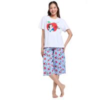 ราคา SWEET SENSATIONS ชุดนอนผู้หญิง เสื้อยืดแขนสัน + กางเกงขา 4 ส่วน พิมพ์ลาย Disney Snow White สีฟ้า XL (CDS21074707)