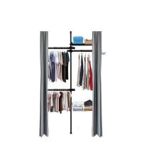 ราคา TUGU ชุดราวแขวน 3เสา 3ราวแขวน 1ตะกร้า 1ชั้นวาง พร้อมชุดรางม่านและผ้าม่าน สีดำ(R27B) (MKP1725247)