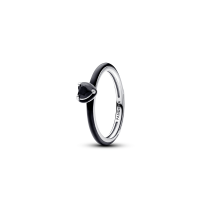 ราคา PANDORA แหวน Pandora Heart sterling silver ring with black crystal and black enamel 54 (MKP1633177)