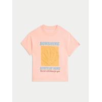 ราคา MARKS & SPENCER KIDS เสื้อยืดแขนสั้นเด็กเล็กผู้หญิง Cotton Rich Shell สี Blush 5-6 Years (CDS21526800)