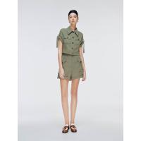 ราคา ASV (SS24) กางเกงผู้หญิงขาสั้น เอวสูง แต่งพับกระเป๋าหน้าและกระดุมทอง สีเขียวมะกอก XS (GRMKPPR000125067)