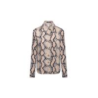 ราคา ASAVA (SS25) เสื้อเชิ้ตผู้หญิงแขนยาว แต่งกระดุมที่ข้อมือ ชายเสื้อโค้ง ผ้าลายงู สีน้ำตาล L (MKP1961690)