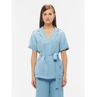 ราคา Shaka เสื้อเบลาส์ผู้หญิง เสื้อทรงซาฟารี กระดุมหน้า มีสายผูกเอว สีฟ้า L (MKP1962870)