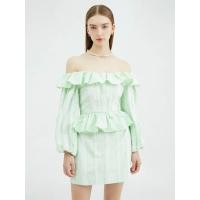 ราคา KLOSET (SS24)เสื้อเปิดไหล่แขนยาวพร้อมดีเทลลูกไม้ สำหรับผู้หญิง เขียว S (MKP1680939)