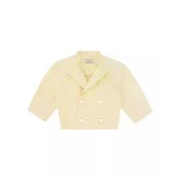 ราคา KLOSET (AW23)เสื้อตัวสั้นสีพื้น คอปก สำหรับผู้หญิง สีเหลือง M (MKP1592159)