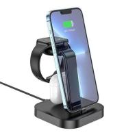 ราคา Hoco โฮโค่แท่นชาร์จไร้สาย 3ใน1 ชาร์จมือถือ ชาร์จนาฬิกา ชาร์จหูฟัง (สีดำ) (MKP1411984)