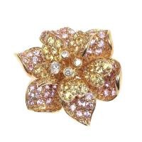 ราคา BEAUTY GEMS แหวนพลอยพิงค์แซฟไฟร์และบุษราคัม ประดับเพชร ตัวเรือนทอง 55 (MKP1341731)