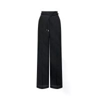 ราคา ASAVA (SS25) กางเกงผู้หญิงขายาว ทรงตรง เอวสูง แต่งเชือกผูก ผ้าเดนิม สีดำ XL (MKP1961696)