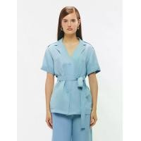 ราคา Shaka เสื้อเบลาส์ผู้หญิง เสื้อทรงซาฟารี กระดุมหน้า มีสายผูกเอว สีฟ้า XL (MKP1962883)